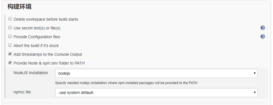 任务配置-构建环境