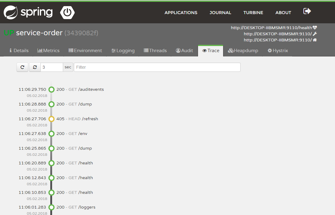 SpringBootAdmin接口调用Trace记录