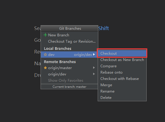 IDEA-切换到dev分支