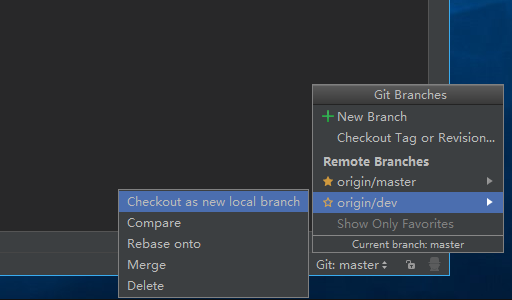 IDEA-创建本地dev分支